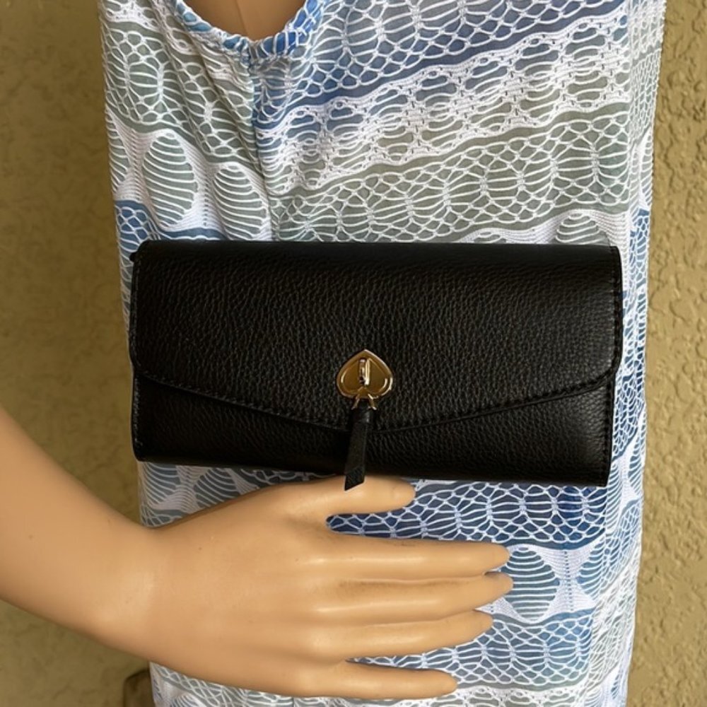 Kate Spade Marti Large Slim Flap Wallet Black - Picture 16 of 16